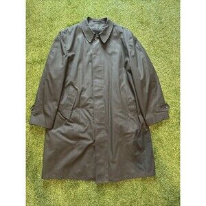 Towncraft Plus Penn-Prest Penneys Removable Fur Lined Trench Coat Mens 44L VTG